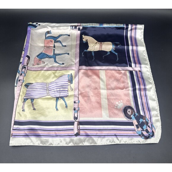 Show Horse Colorful Satin Polyester Square Scarf 36” X 36” Princess Pink Purple - Picture 1 of 3